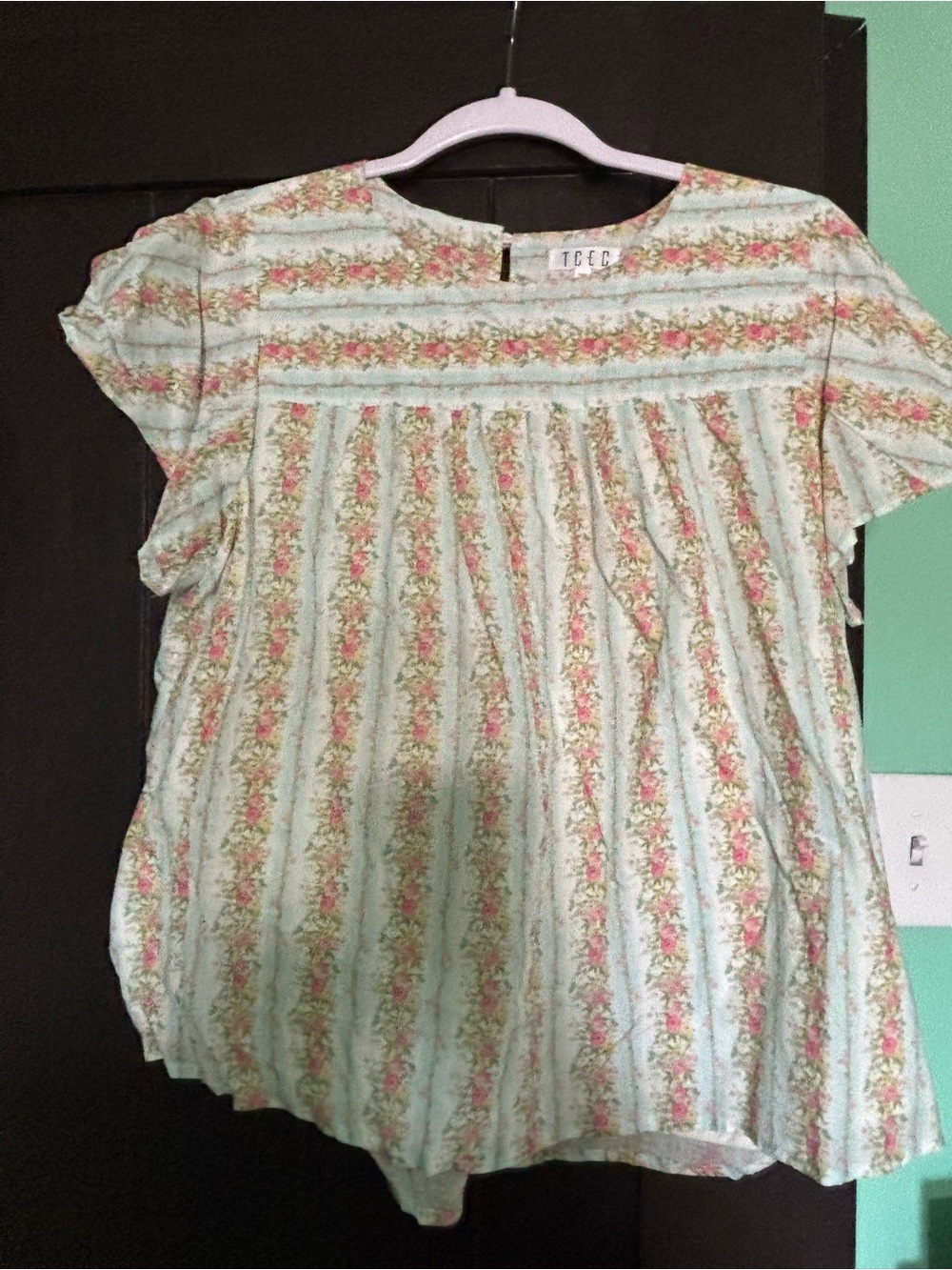 TCEC Mint Green Floral Peplum Blouse